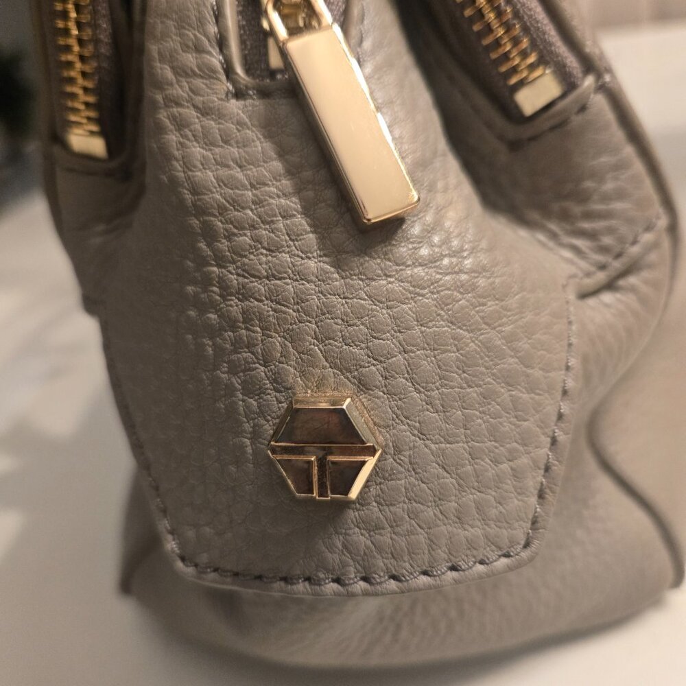 Tory Burch Gray Leather Satchel with Embossed Logo - Picture 5 of 10